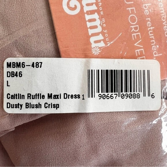 Show Me Your Mumu Caitlin Ruffle Maxi Dress in Dusty Blush Crisp Size L NWT - Picture 7 of 8